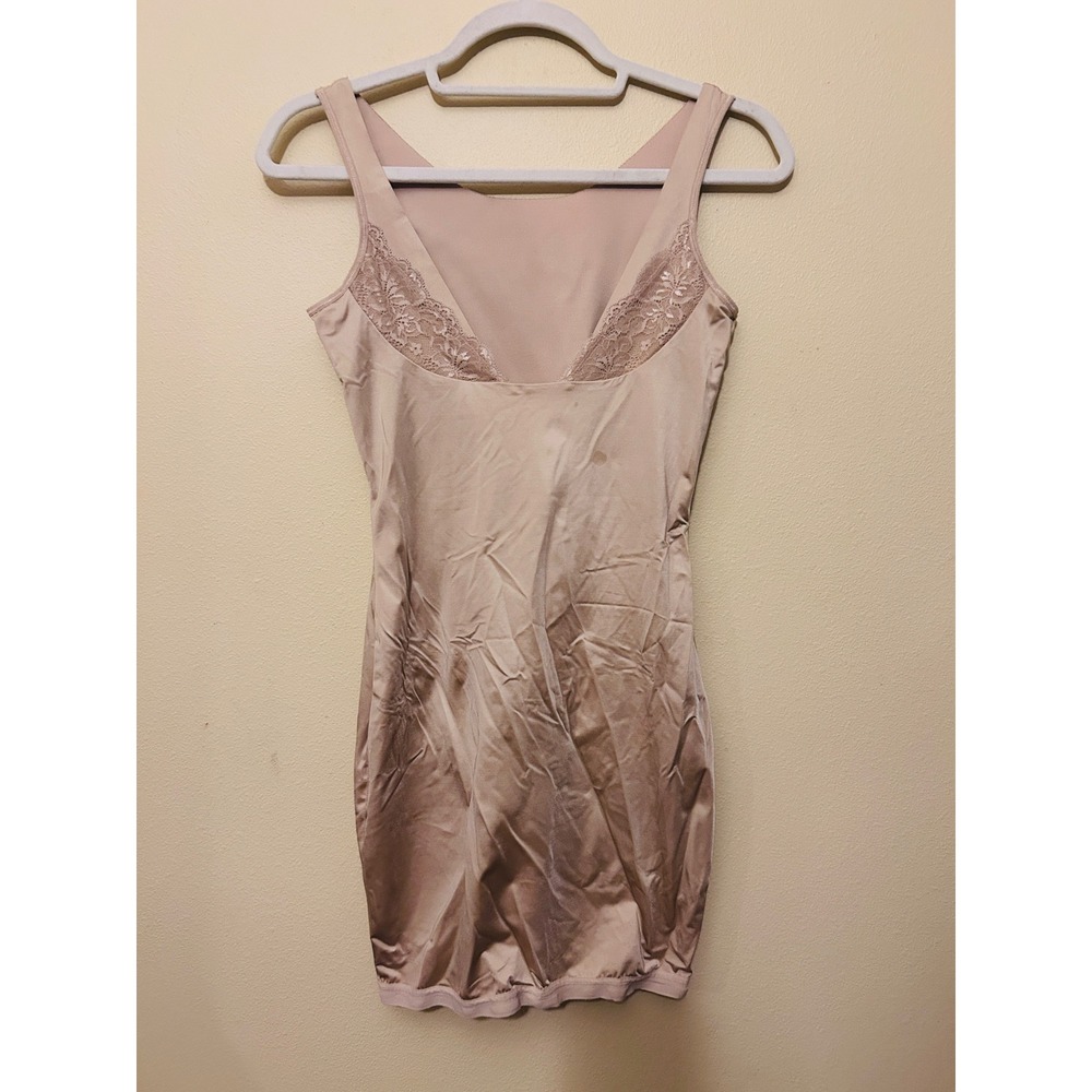 Shapewear Slip Women Nude Lace Trim Low Back Compression Maidenform Large